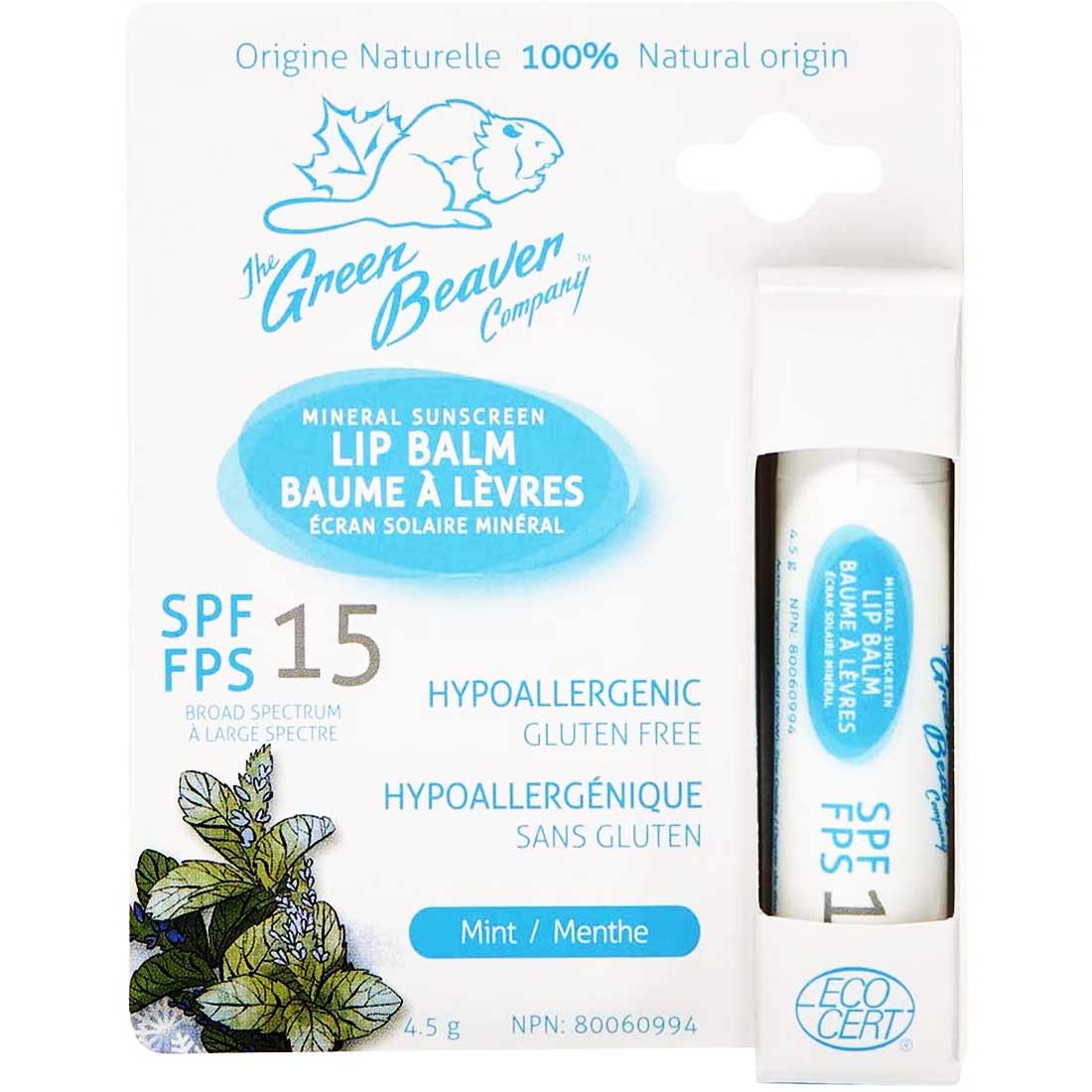 Green Beaver Mineral Sunscreen Lip Balm SPF 15
