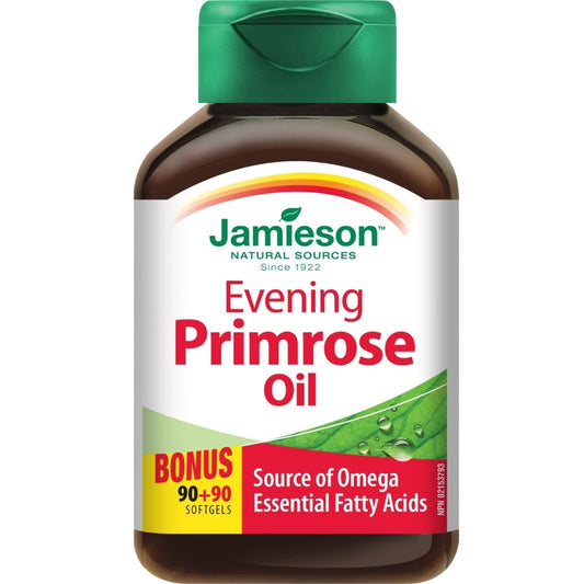 Jamieson Evening Primrose Oil, 500mg, 180 Softgels (90+90 Free)