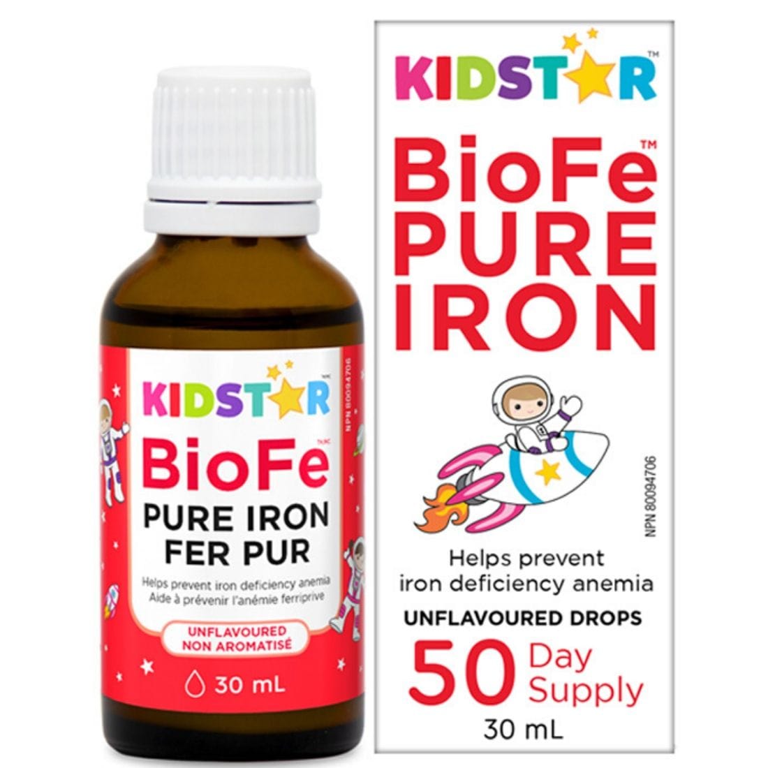 KidStar BioFe Pure Liquid Iron Drops for Kids, 50 Servings, 30ml