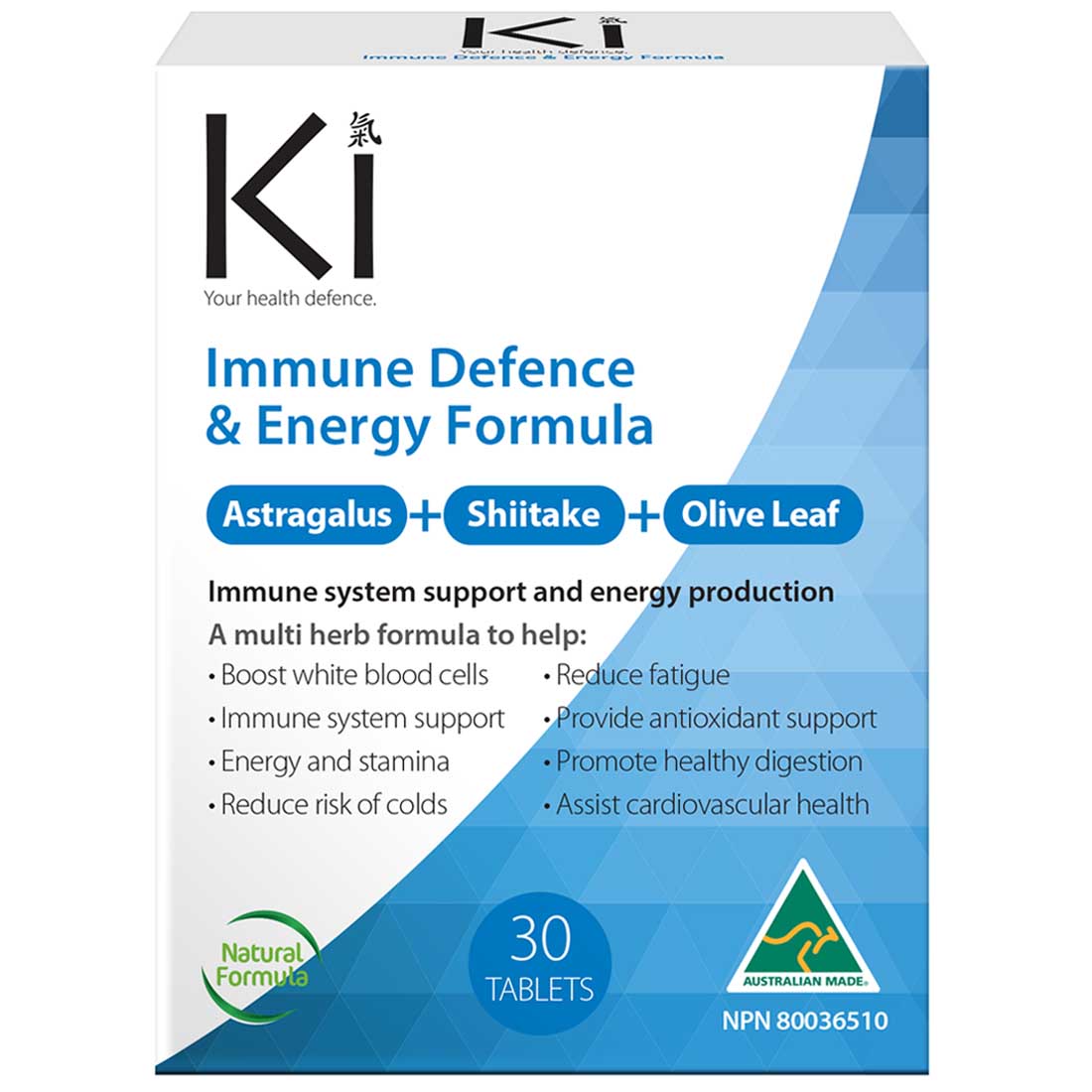 Martin & Pleasance Ki Immune Defence & Energy Formula, 30-60 Tablets