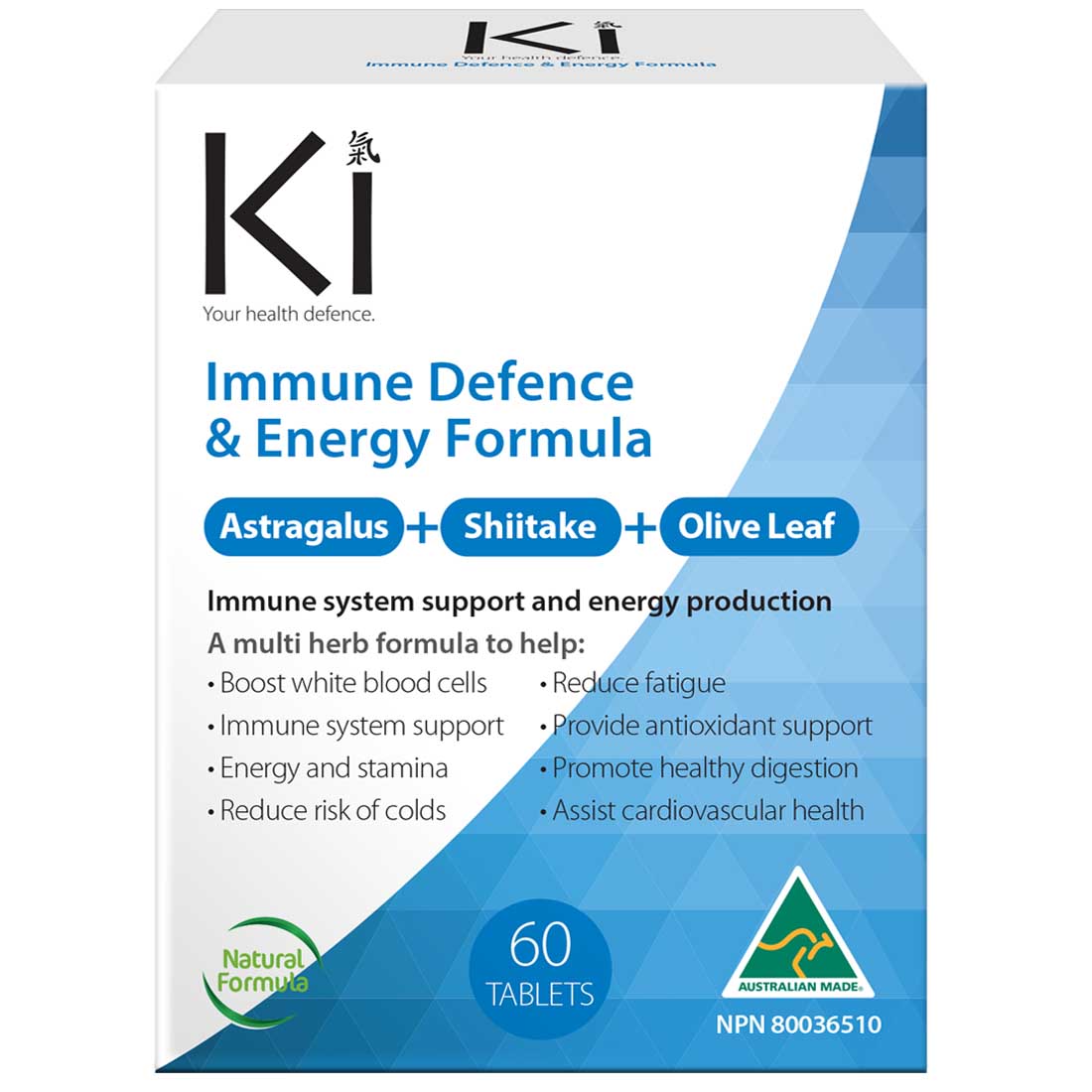 Martin & Pleasance Ki Immune Defence & Energy Formula, 30-60 Tablets