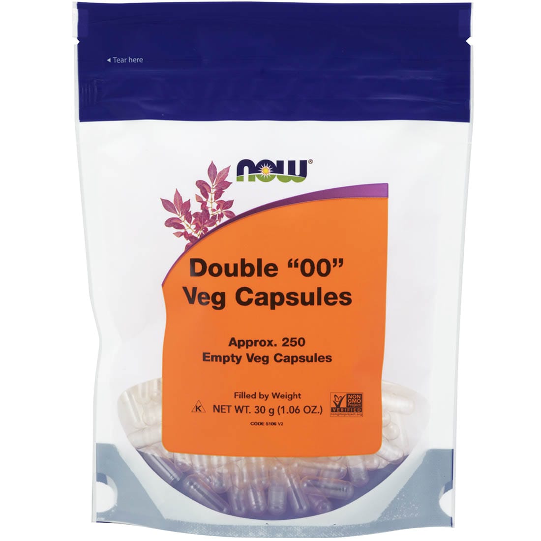NOW Empty VCaps '00' (Vegetarian, Non-Gelatin), 250 Empty Vcaps