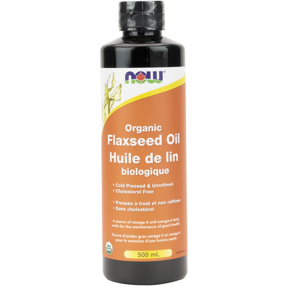 NOW Organic Flax Seed Oil, Cold-Pressed, Unrefined, 500ml