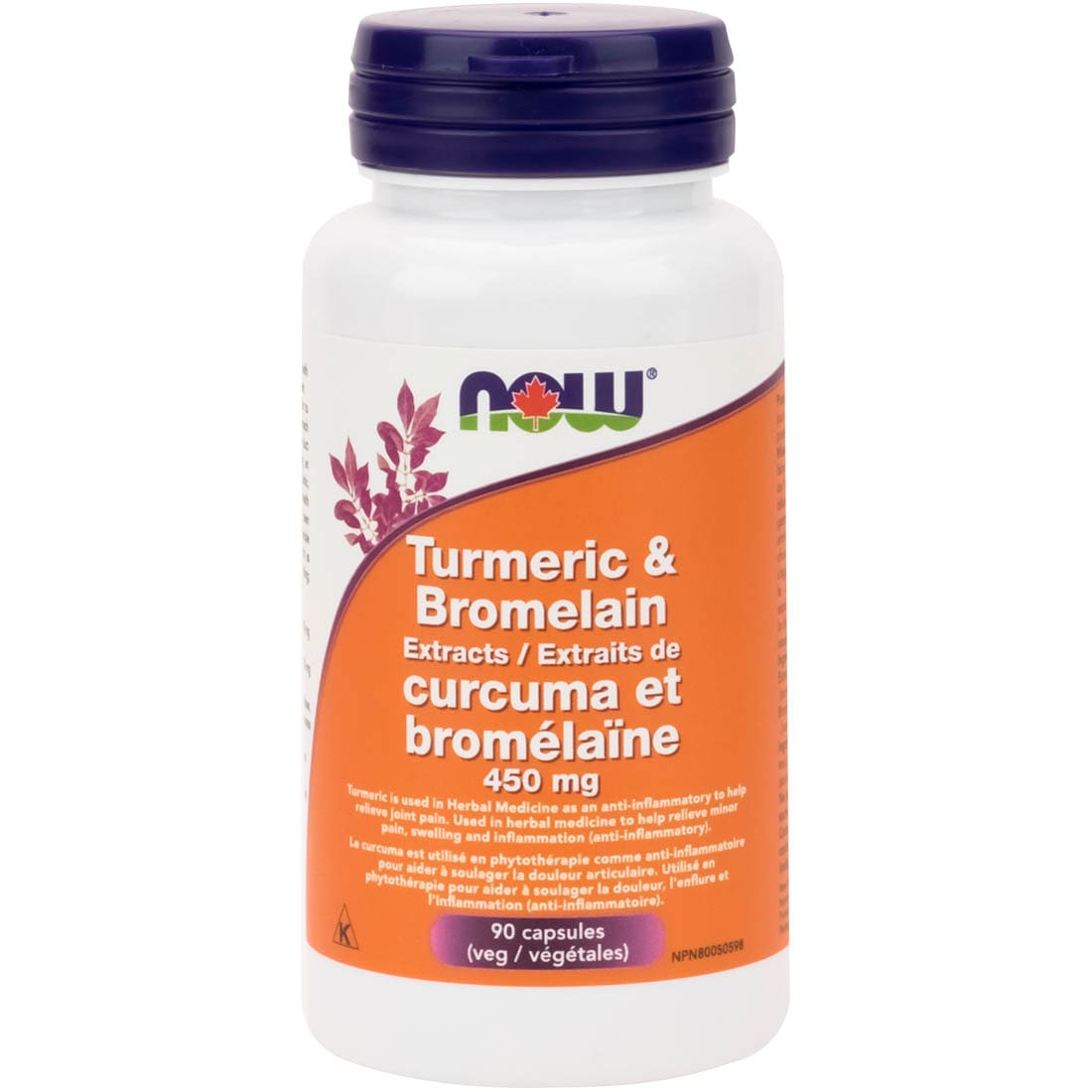 NOW Turmeric & Bromelain, 450mg, 90 Capsules