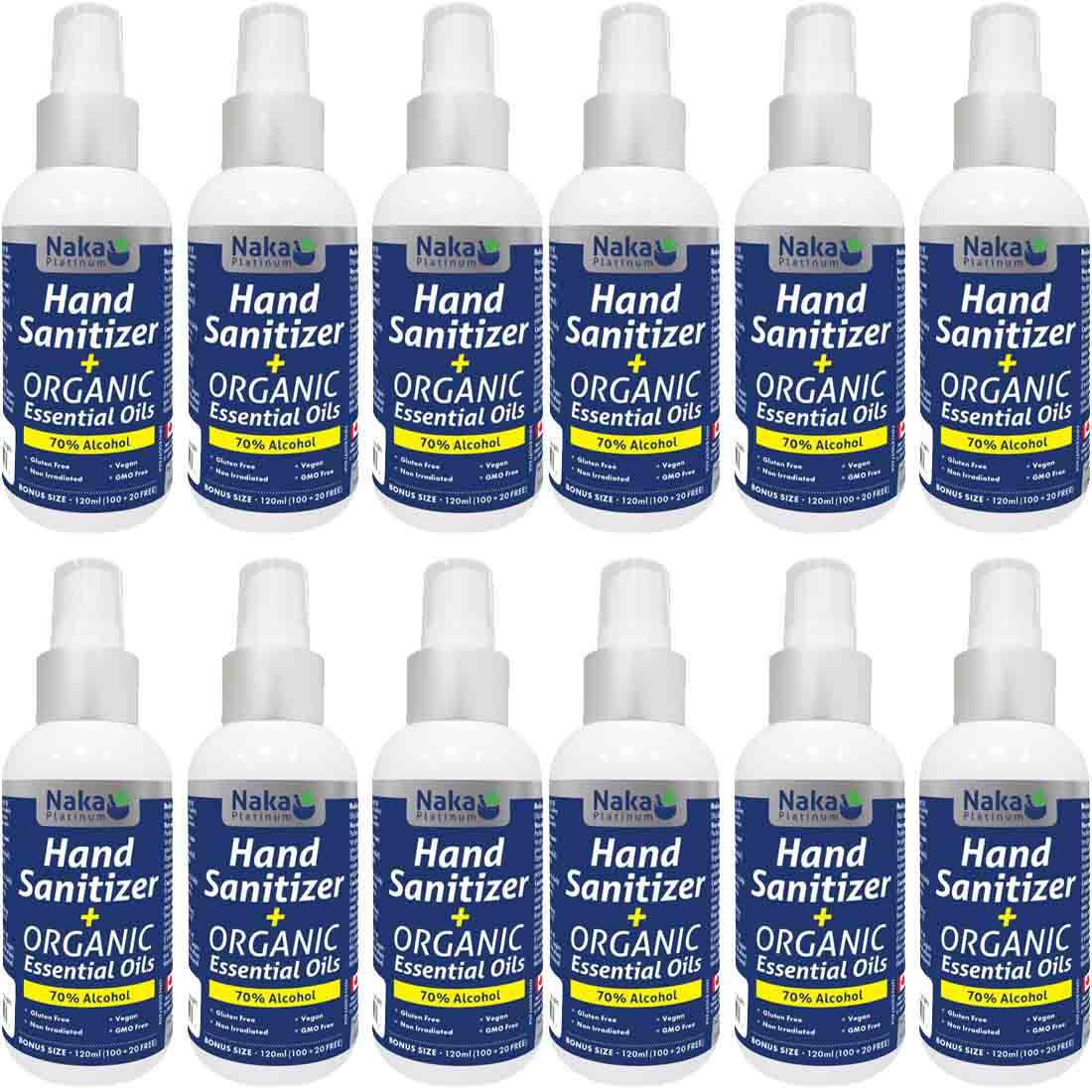 Naka Hand Sanitizer + Organic Essential Oils (70% alcohol)