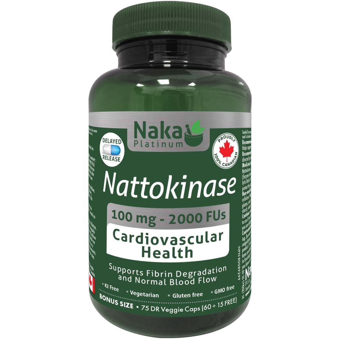 Naka Platinum Nattokinase 100mg Capsules, 2000FUs