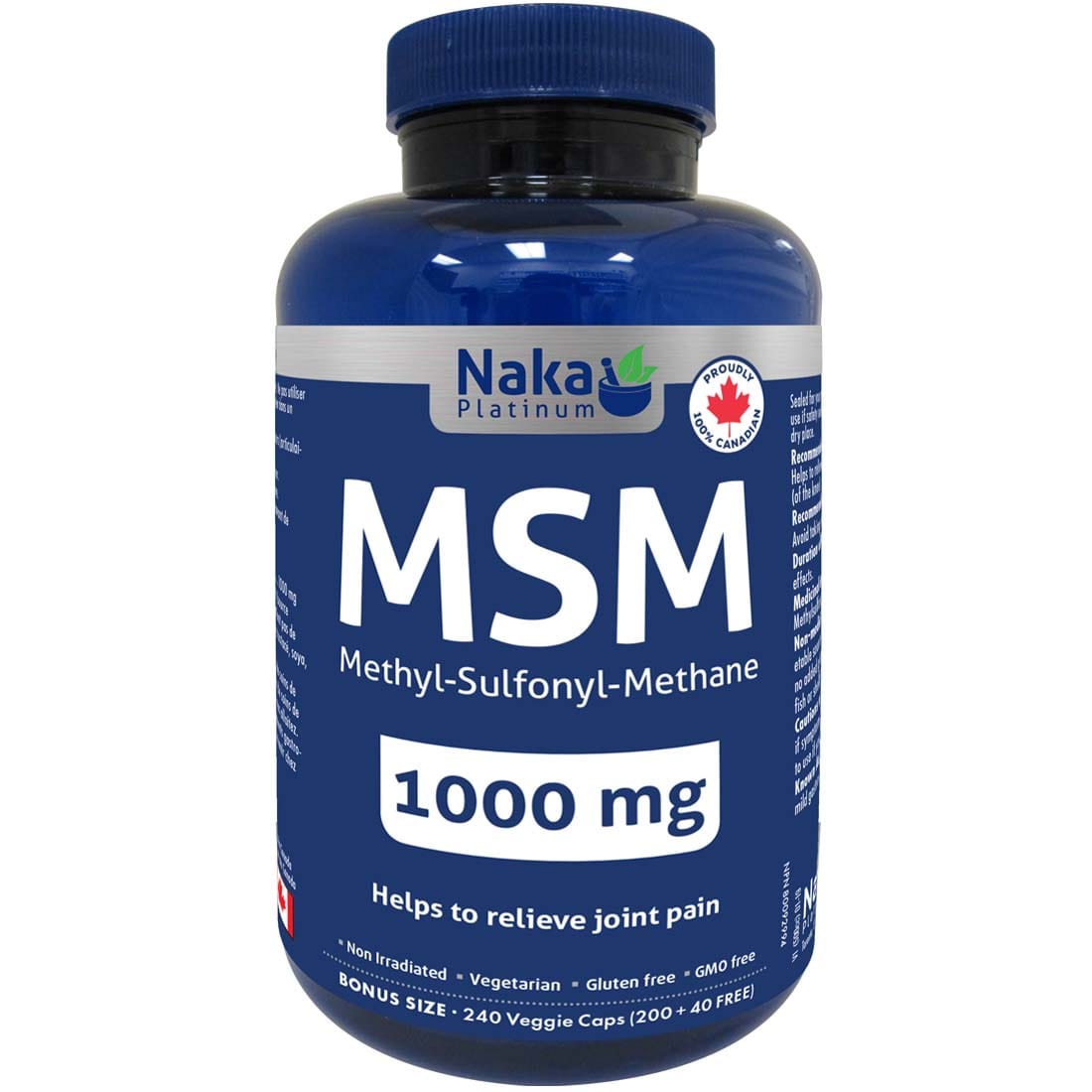 Naka Platinum MSM 1000mg, Relieve Joint Pain, 240 Veggie Caps (NEW!)