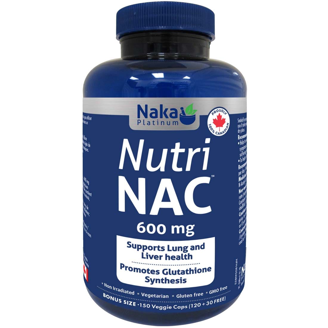 Naka Platinum Nutri NAC 600mg, 150 Vegetable Capsules