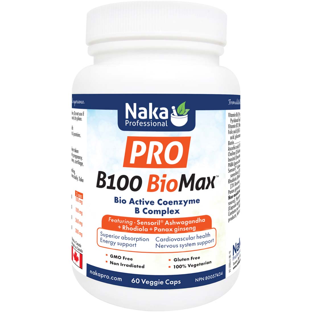 Naka Platinum Pro BioMax, Bio Active B Complex with Ashwagandha, Energy, Stress and Antioxidant Support, 60-150 Vegetable Capsules