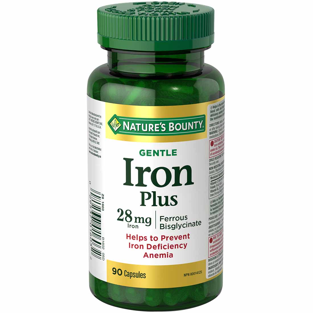 Nature's Bounty Gentle Iron Plus 28mg, 90 Capsules