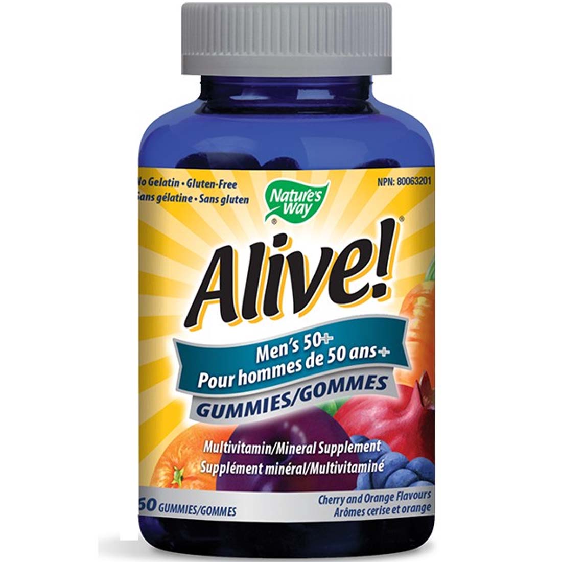 Nature's Way Alive! Men's 50+ Gummies Multivitamin & Multimineral Supplement, 60 Gummies