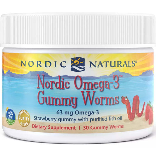 Nordic Naturals Omega 3 Gummy Worms For Kids, 30 Gummy Worms