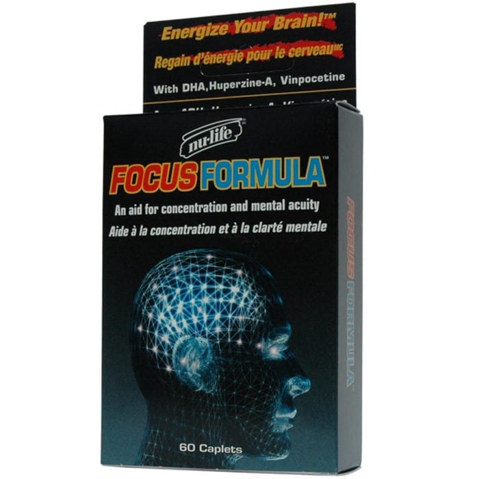 Nu-Life Focus Formula, Concentration and Mental Acuity, 60 Caplets (Blister Pack) CLEARANCE 40% Off Expiry 7/25 Final Sale