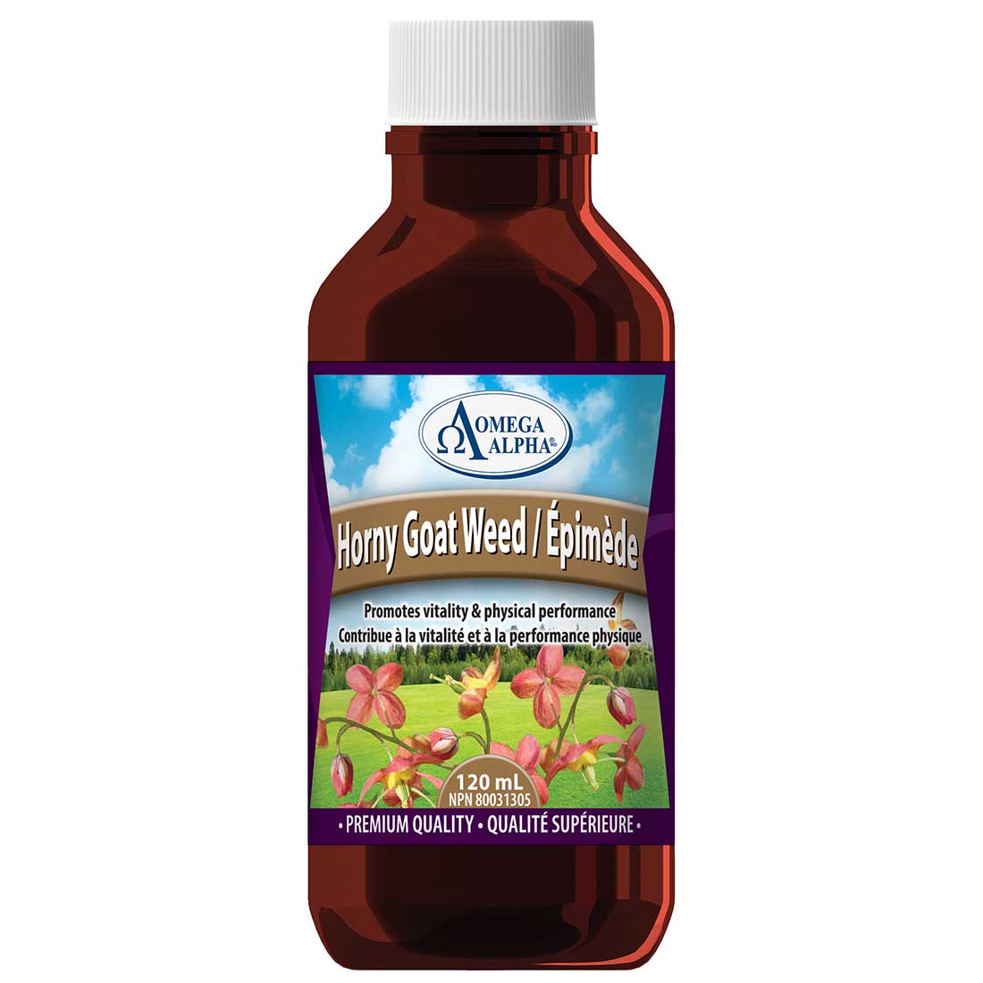 Omega Alpha Horny Goat Weed Liquid, Epimedium brevicornu, 120ml