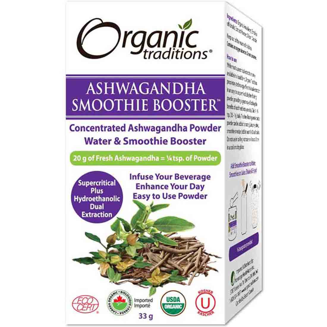 Organic Traditions Ashwagandha Smoothie Booster (Formerly Full Spectrum Ashwagandha), 33g