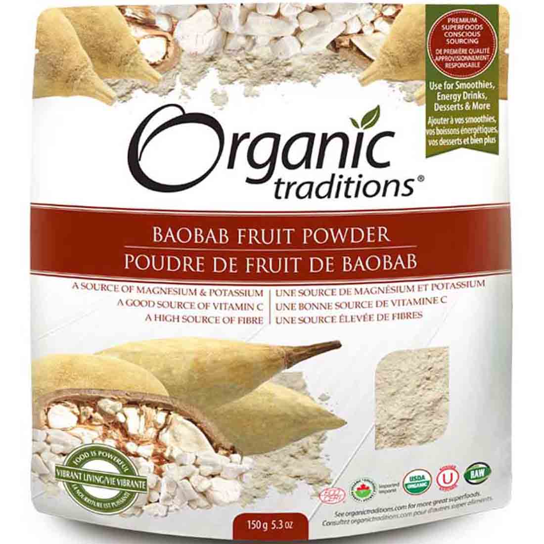 Organic Traditions Baobab Fruit Powder, 150g – Vitamart.ca