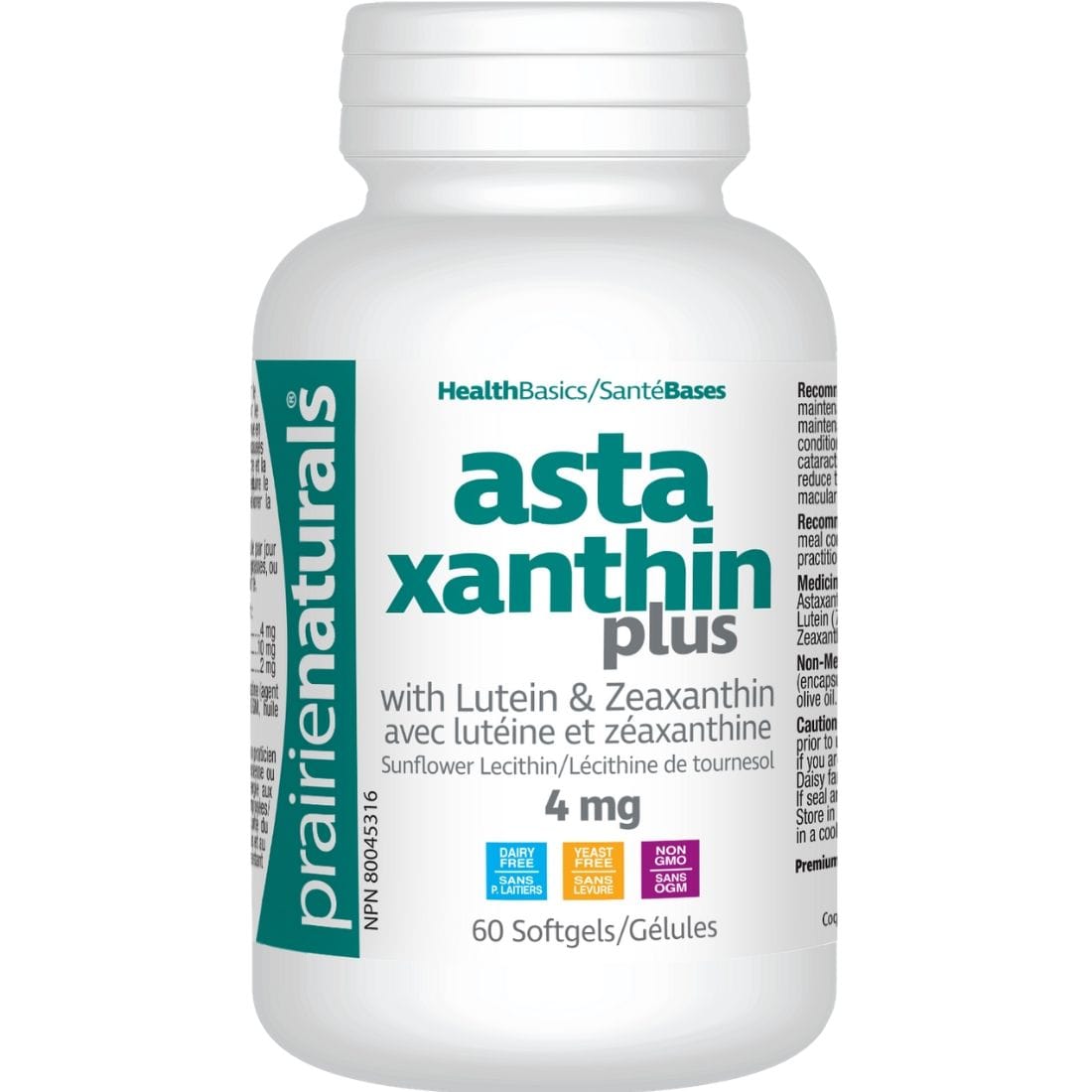 Prairie Naturals Astaxanthin 4mg Softgels Plus with Lutein and Zeaxanthin
