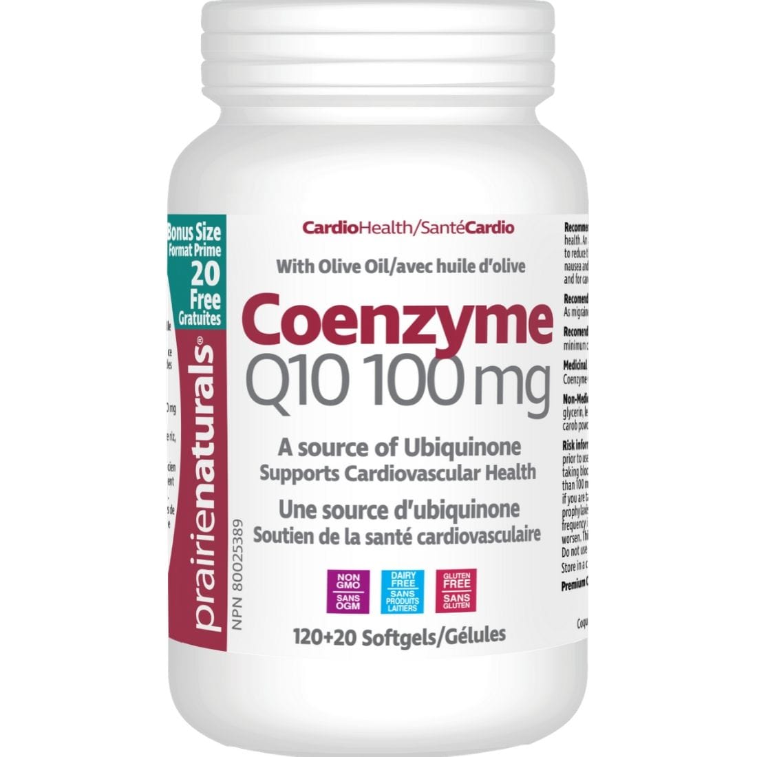 Prairie Naturals CoEnzyme Q10 100mg, 140 Softgels BONUS SIZE