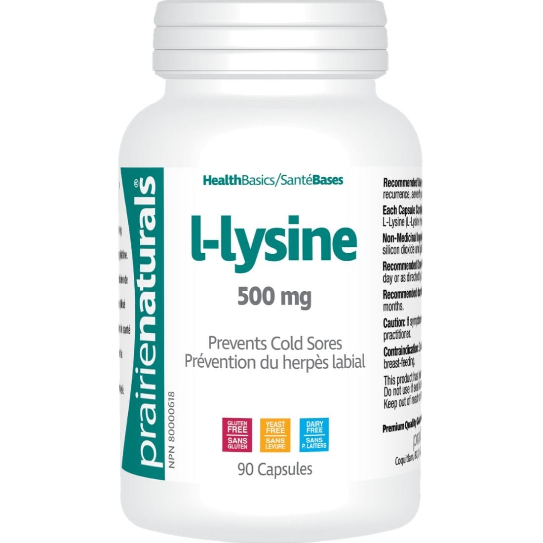 Prairie Naturals L-Lysine 500mg (Gluten and Dairy Free)
