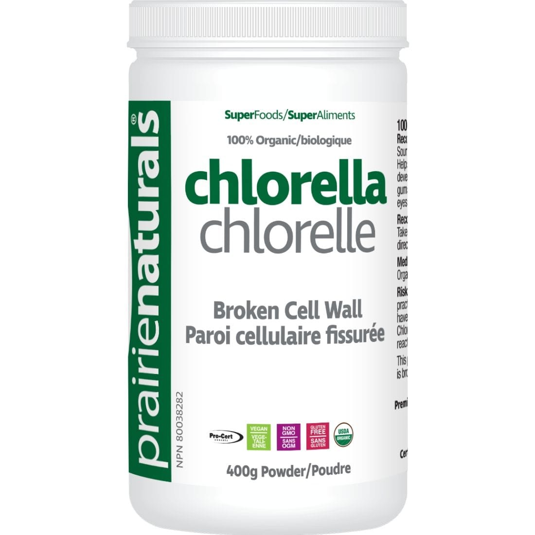 Prairie Naturals Organic Chlorella Powder, Broken Cell Wall, Non-GMO