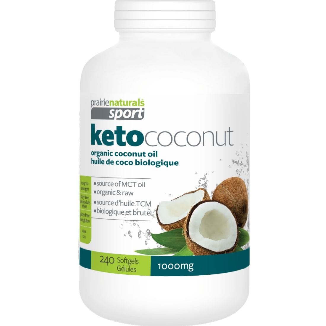 Prairie Naturals Sport Keto Coconut, 100% Pure Coconut Oil, 75% off Clearance Pricing, Expires Oct 2025, 240 Softgels