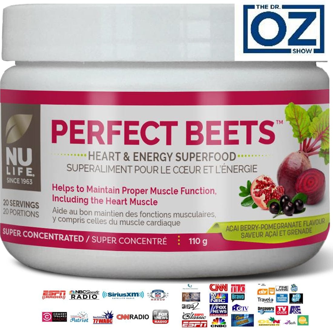 Nu-Life Perfect Beets Superfood Beet Powder, Acai Pomegranate Flavour, 110g / 20 Servings CLEARANCE 50% Off Expiry 3/25 Final Sale