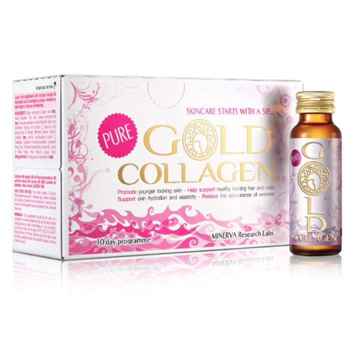 Minerva Pure Gold Collagen Liquid Collagen Supplement, 50ml x 10 Bottles CLEARANCE 50% Off, Expiry 12/24 Final Sale