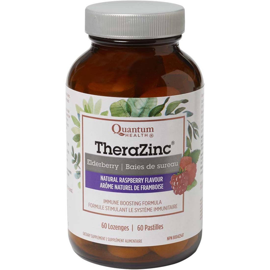 Quantum Health Thera Zinc Elderberry Lozenges, 60 Lozenges (Raspberry Flavour)