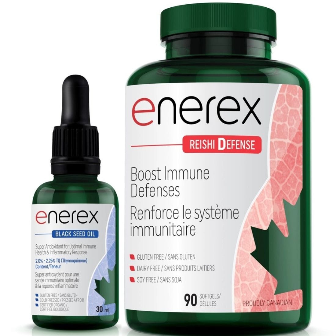 Enerex Reishi Defense, 90 Softgels PLUS FREE Black Seed Oil 30ml (BUNDLE)