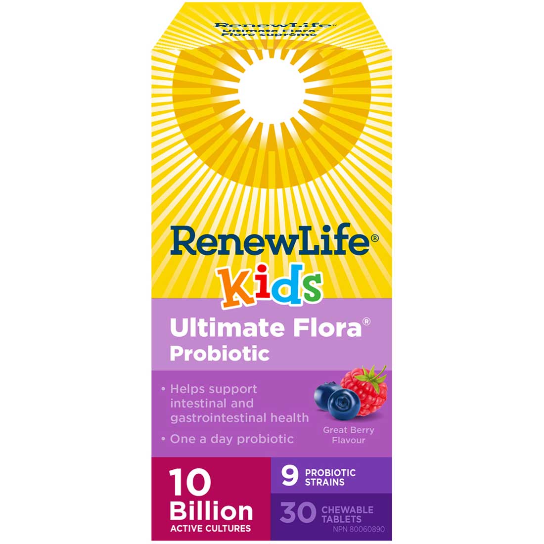 Renew Life Ultimate Flora Kids Probiotic, 10 Billion, Chewable Tablets (Refrigerated)