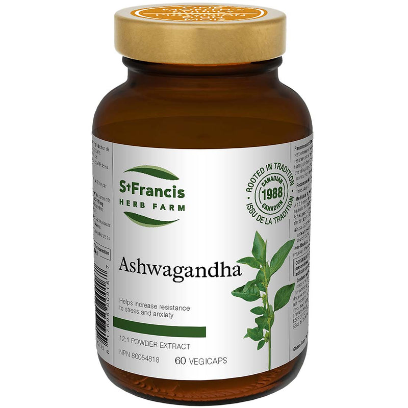 St. Francis Ashwagandha 300mg, KSM-66 12:1 Extract, Support for Anxiety, Nervousness and Insomnia, 60 Vegetable Capsules