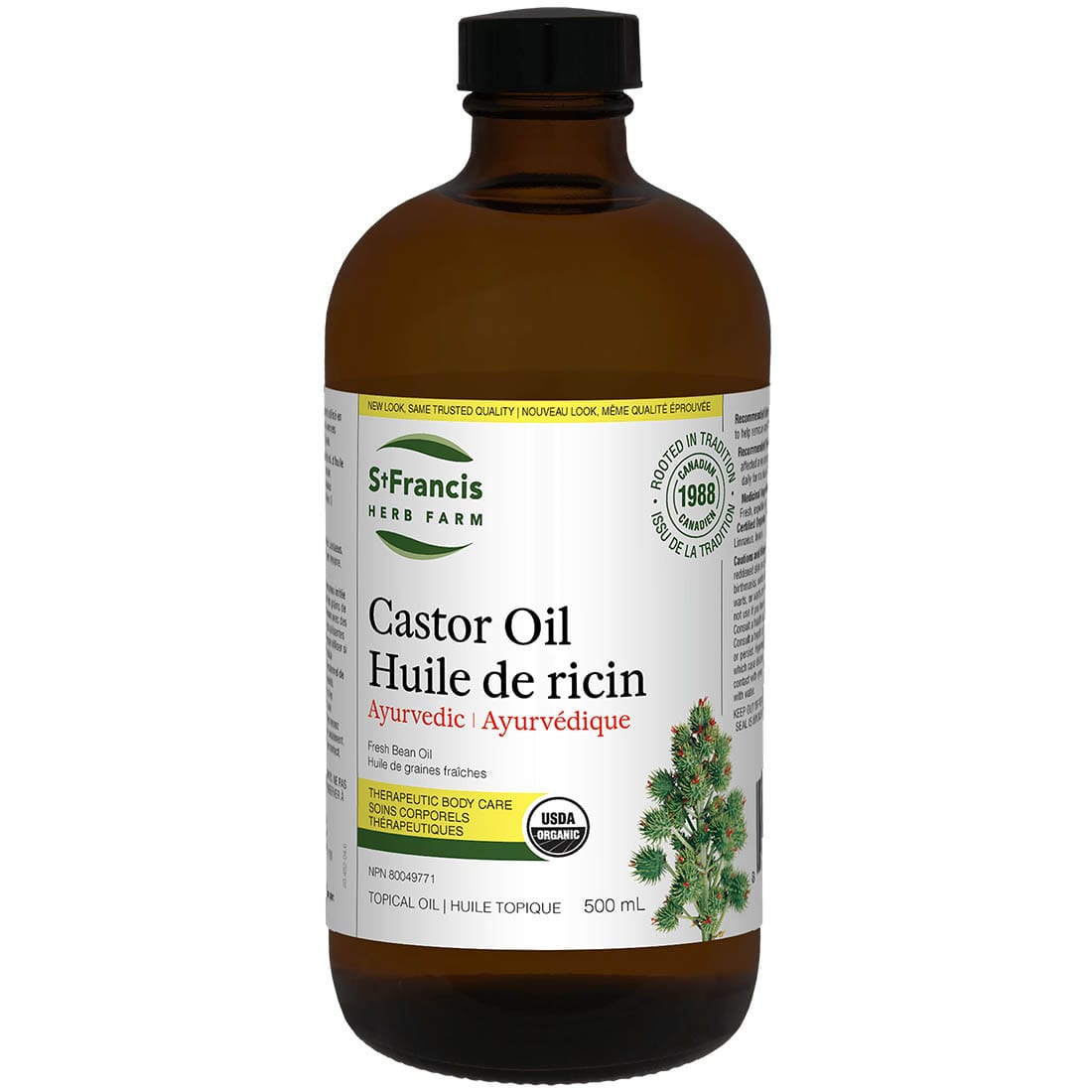 St. Francis Castor Oil, Organic Castor Oil, Anti-Inflammatory, Antimicrobial, Hexane Free, Expeller Pressed, 120-500ml