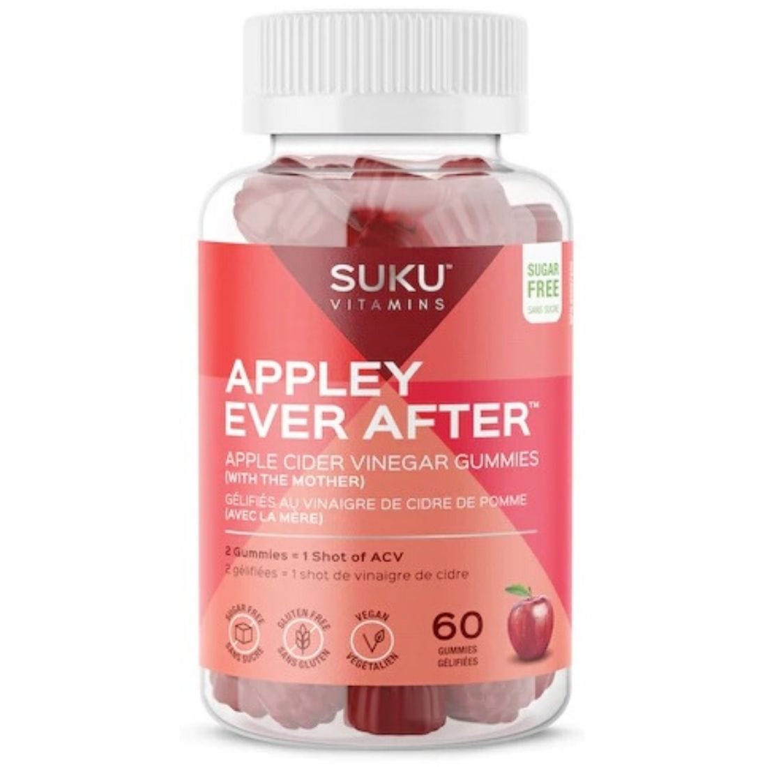 Suku Vitamins Appley Ever After (Apple Cider Vinegar Gummies with Mother), 60 Gummies