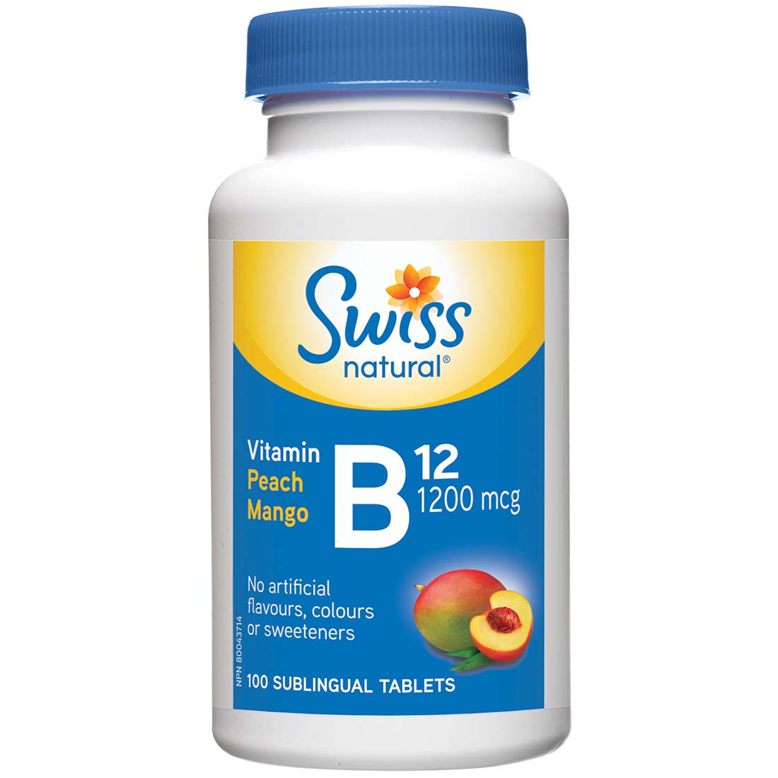 Swiss Natural Vitamin B12 1200mcg Sublingual, 100 Chewable Tablets