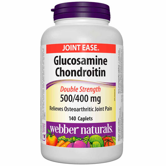 Webber Naturals Glucosamine Chondroitin Complex, Double Strength, 500mg/400mg, 140 Caplets