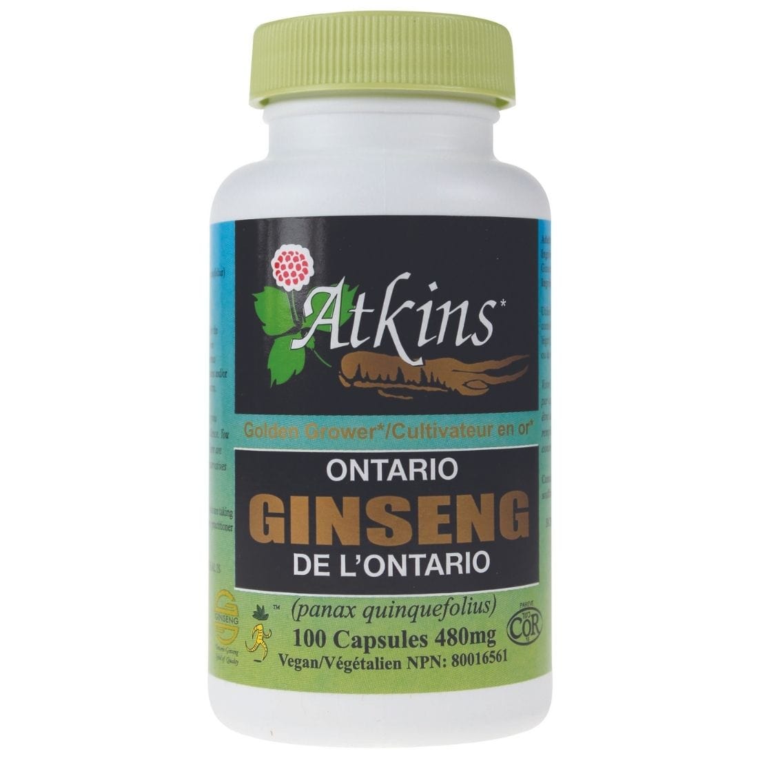 Atkins Ginseng 100% Ontario Ginseng, 100 Capsules