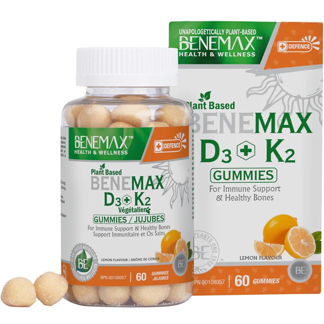 Benemax Plant Based Vitamin D3 + K2 1000IU Gummies