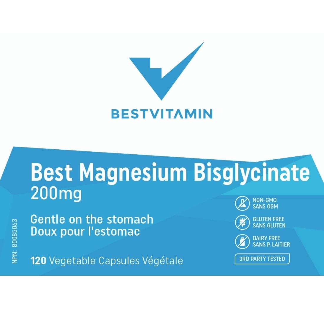 BestVitamin Best Magnesium Bisglycinate 200mg with Albion Chelated Magnesium, Gentle, Non-GMO