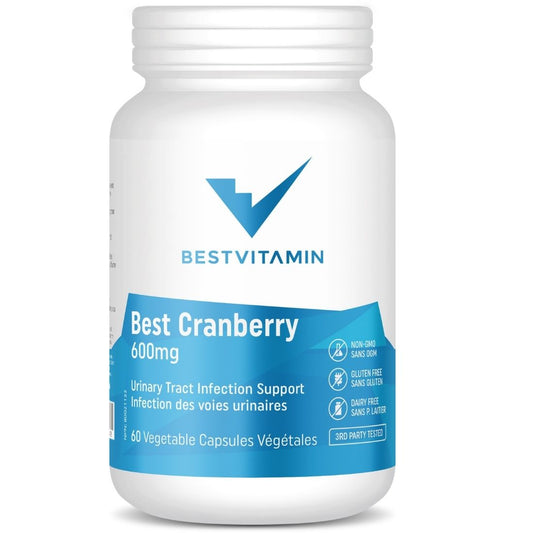 BestVitamin Best Cranberry 600mg, UTI Prevention & Support, Non-GMO, 60 Vegetable Capsules