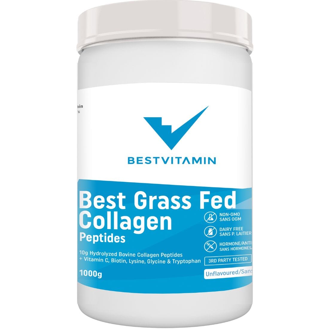 BestVitamin Best Grass Fed Collagen Peptides, 100% Pure & Flavourless Powder, 500g