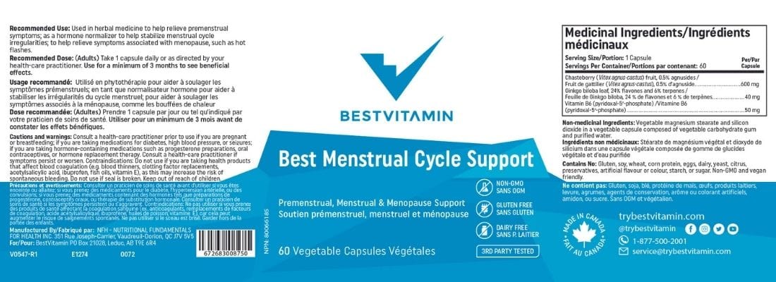 Bestvitamin Best Menstrual Cycle Support, Helps with irregular menstruation, mood imbalances, breast tenderness, irritability, & cramping, 60 Vegetable Capsules, 70% Off, Expiry: Sept 2024, Final Sale