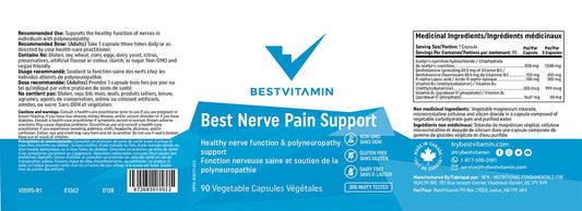 BestVitamin Best Nerve Pain Support, Supports healthy nerve function in those with polyneuropathy, 90 Vegetable Capsules