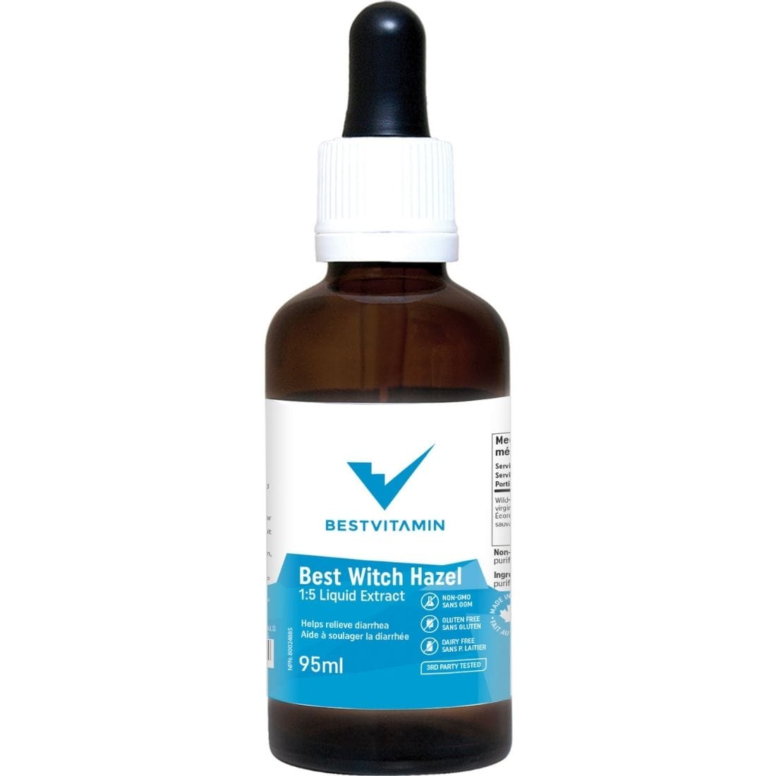 BestVitamin Best Witch Hazel 300mg, 1:5 Liquid Extract, Wild harvested organic witch hazel stem bark
