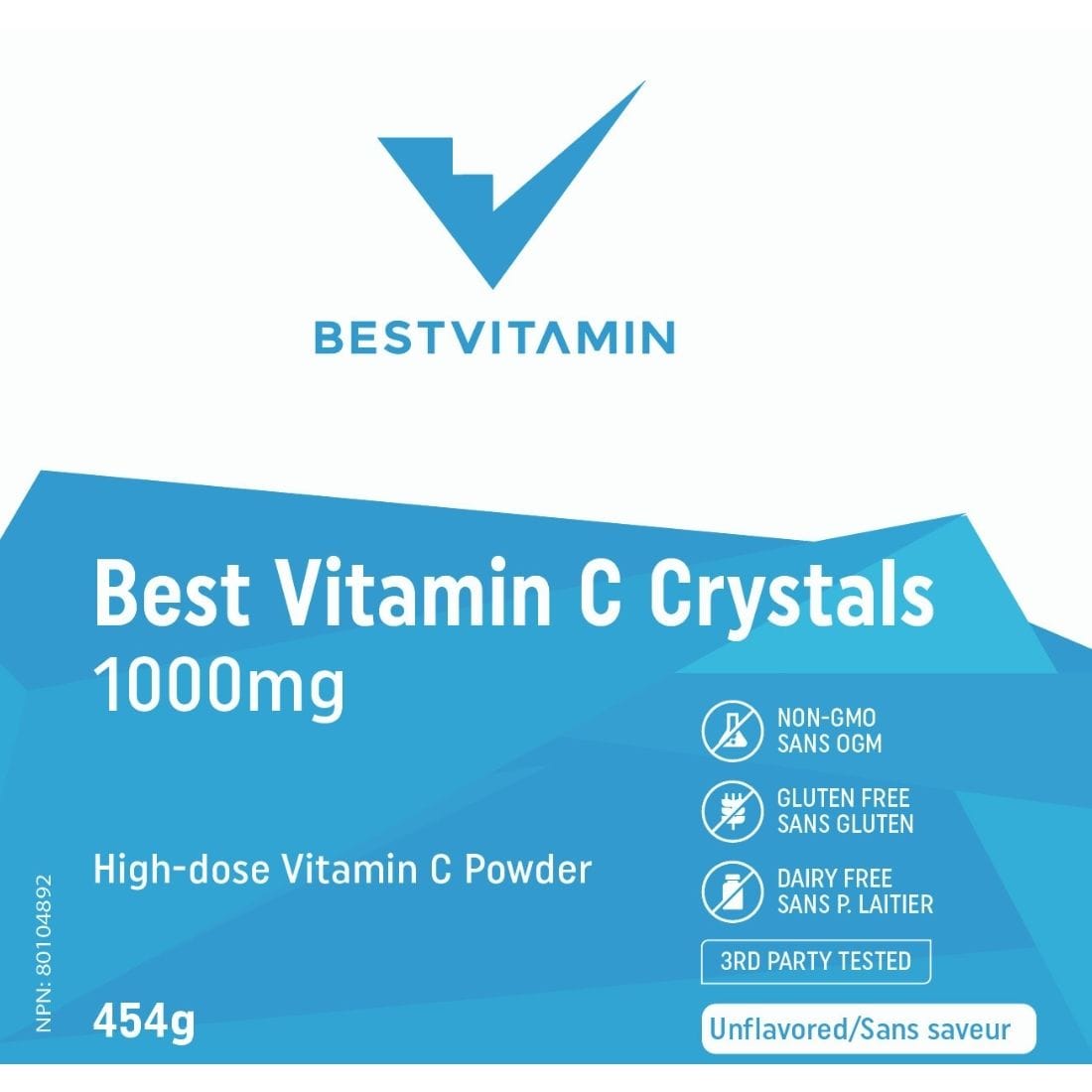 BestVitamin Best Vitamin C Crystals 1000mg, High Dose Pure Ascorbic Acid Vitamin C Powder with Scoop, 454g