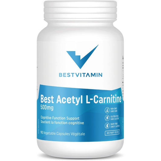 BestVitamin Best Acetyl L-Carnitine 500mg, Active carnitine, Cognitive function cofactor, 90 Vegetable Capsules