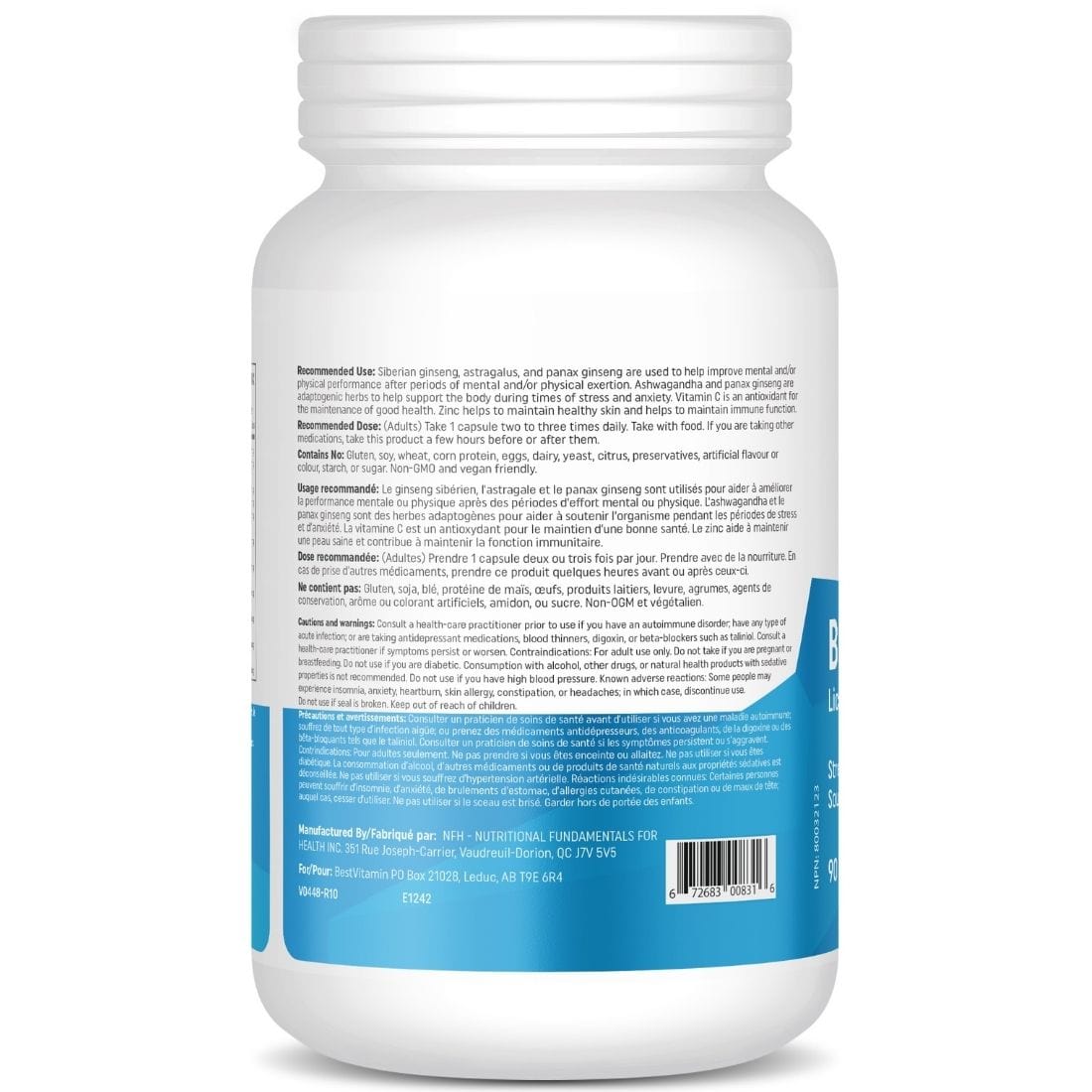 BestVitamin Best Adrenal Support, Licorice-Free, 90 Vegetable Capsules, Clearance 50% Off, Final Sale