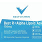 BestVitamin Best R+ Alpha Lipoic Acid 150mg Plus Biotin 50mcg, ALA, Non-GMO, 90 Vegetable Capsules