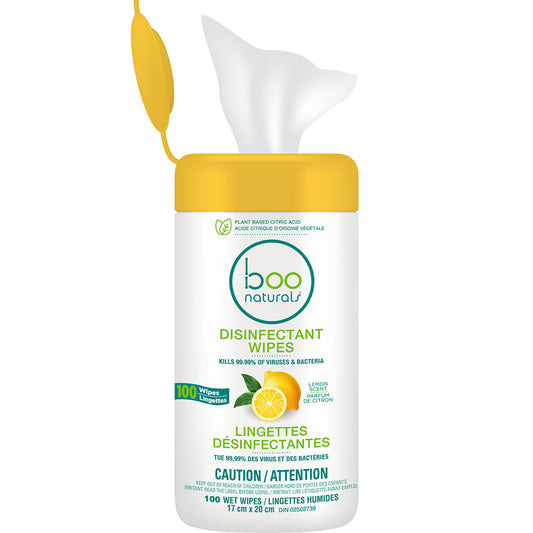 Boo Bamboo Disinfectant Wipes, Lemon, 100 Wipes