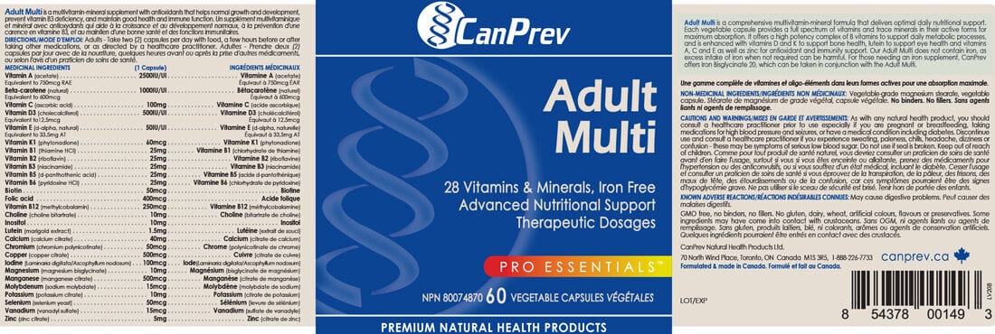 CanPrev Adult Multi, 60 Vegetable Capsules