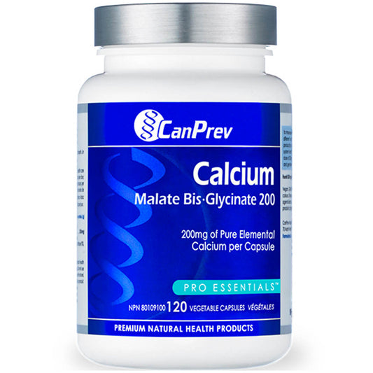 CanPrev Calcium Malate Bis-Glycinate 200mg, 120 Capsules